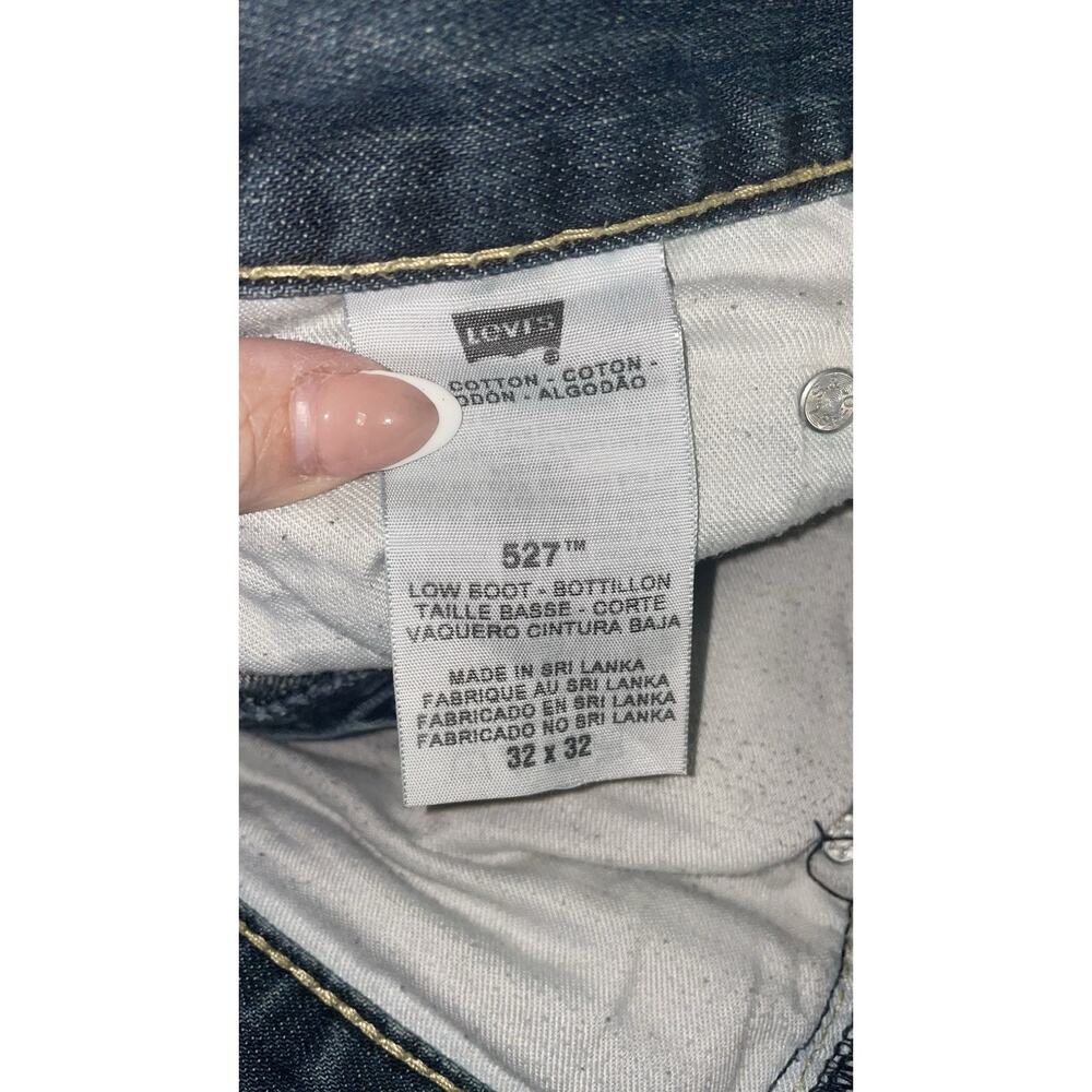 Levi’s 527 Jeans Adult 32x32 Blue Low Boot Cut Distressed Low Rise - Picture 5 of 5